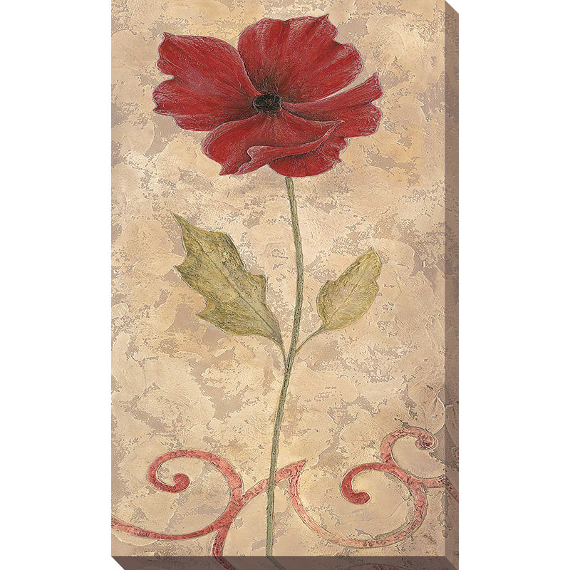 Poppy Passion II - Peinture, Toile tendue, H 48 po x l 28 po x P 1,5 po