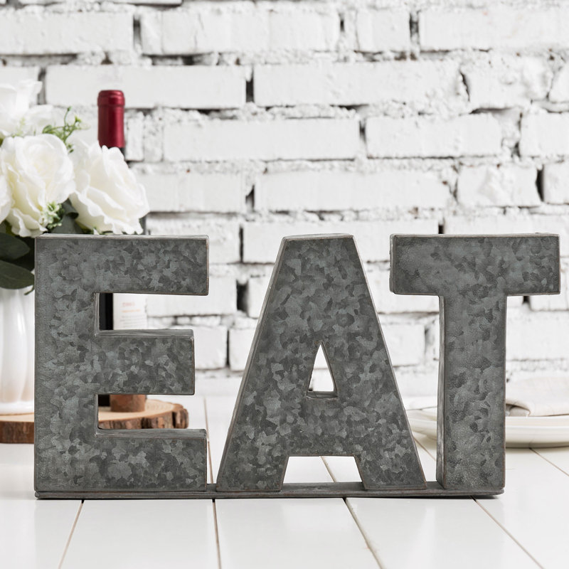 3 Piece EAT Galvanized Metal Wall Décor Set