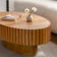 Table basse ovale moderne en bois de 43,5 po en forme d'olive avec cannelures en bois massif pour le salon-1685745494
