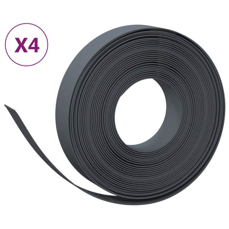 Asyra Polyethylene Plastic Lawn Edging, Grey, 10cm H x 100cm W