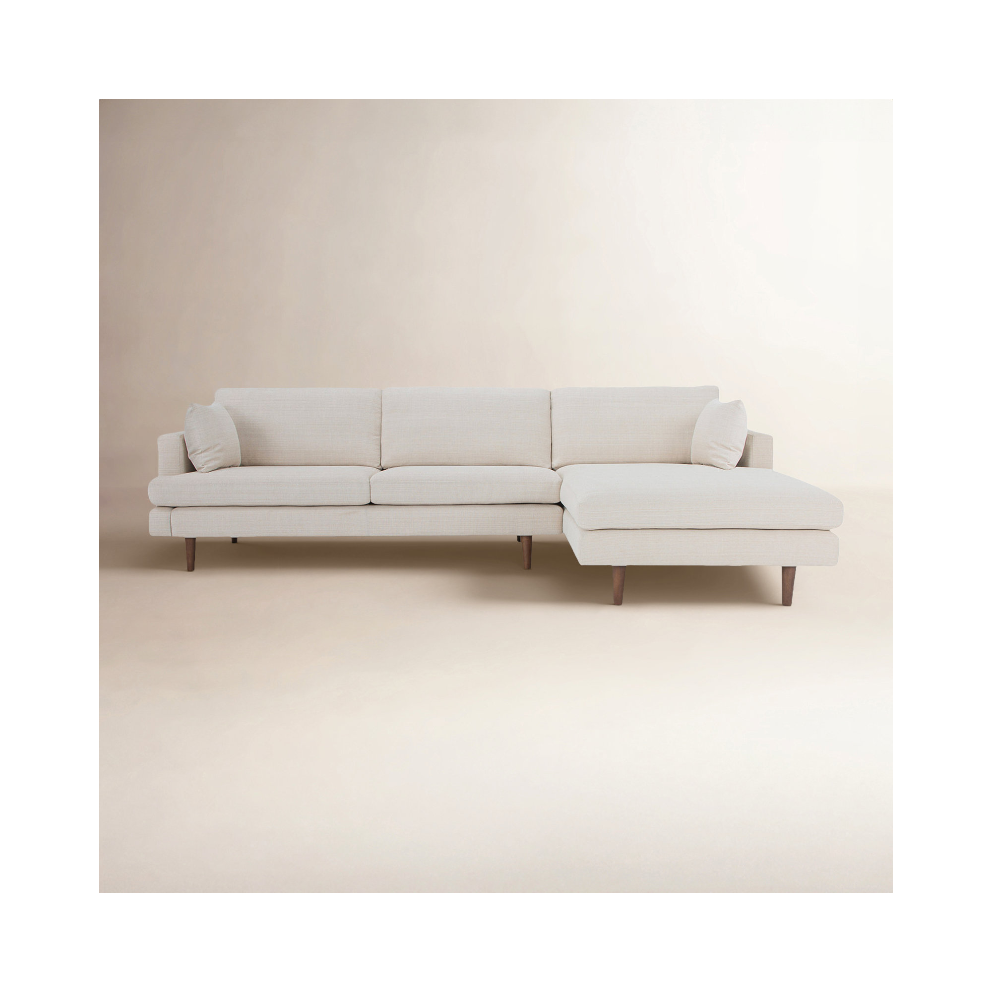 Laguna Upholstered Chaise L-Sectional, Right Hand Facing, Cream Performance Basketweave