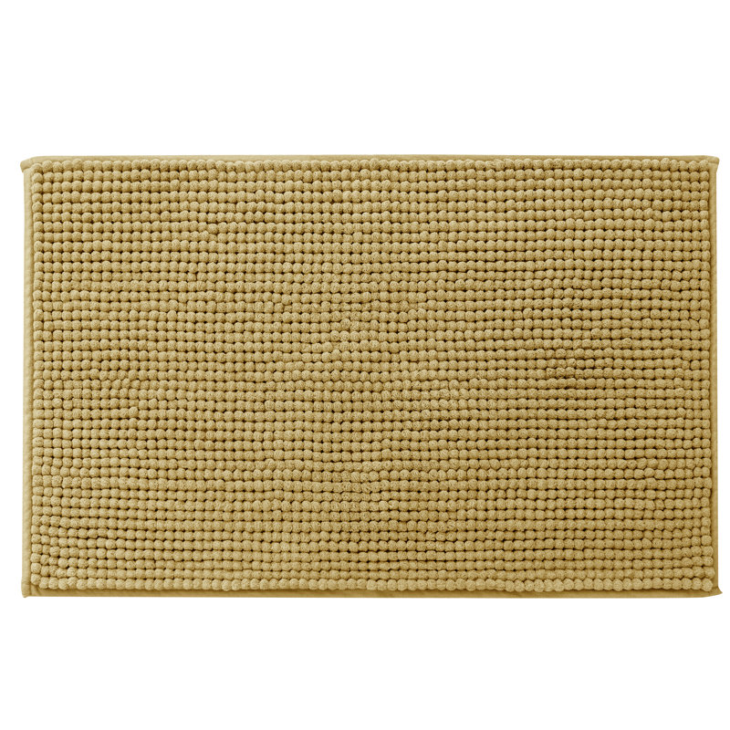 Azriah Luxury Chenille Super Soft Absorbent Polyester Rectangle Non-Slip Bath Rug, Yellow/Beige, 20" W x 32" L
