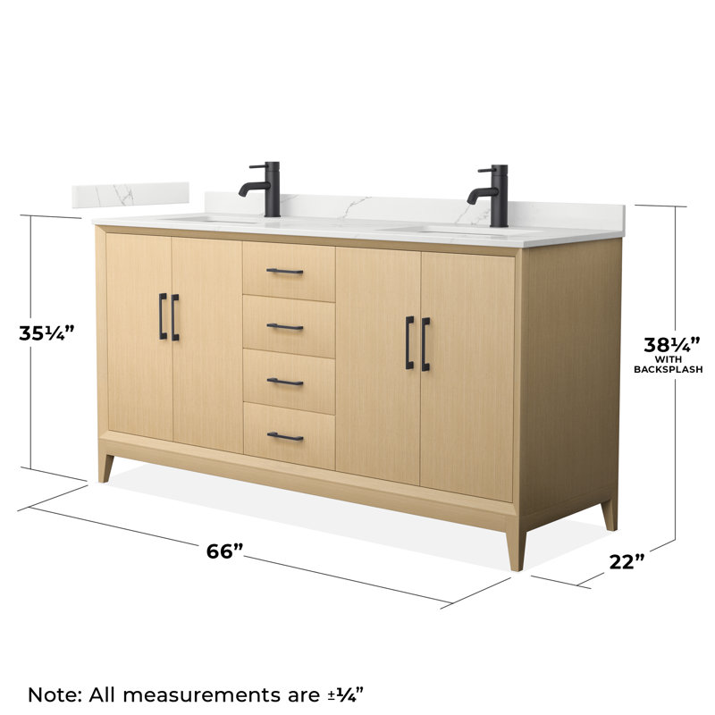 Janna 66" Freestanding Double Bathroom Vanity with Quartz Top, Matte Black, Single, Giotto Quartz