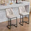 Ensemble de 2 tabourets de bar rembourrés modernes avec dossier capitonné, chaise à hauteur de comptoir avec structure en métal robuste, siège rembourré confortable pour la cuisine, le bar ou la salle à manger