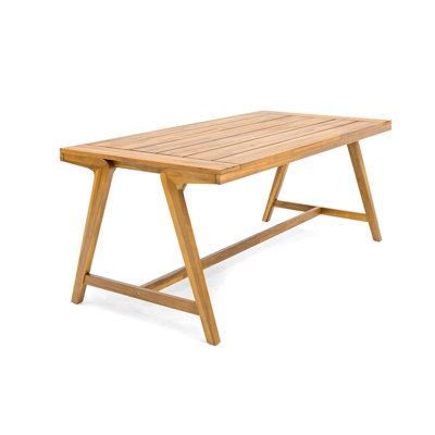Modern Outdoor Dining Table, Acacia Wood Patio Table With Teak Finish - Weather-Resistant Garden, Poolside Deck Dining Set For 4-6 People