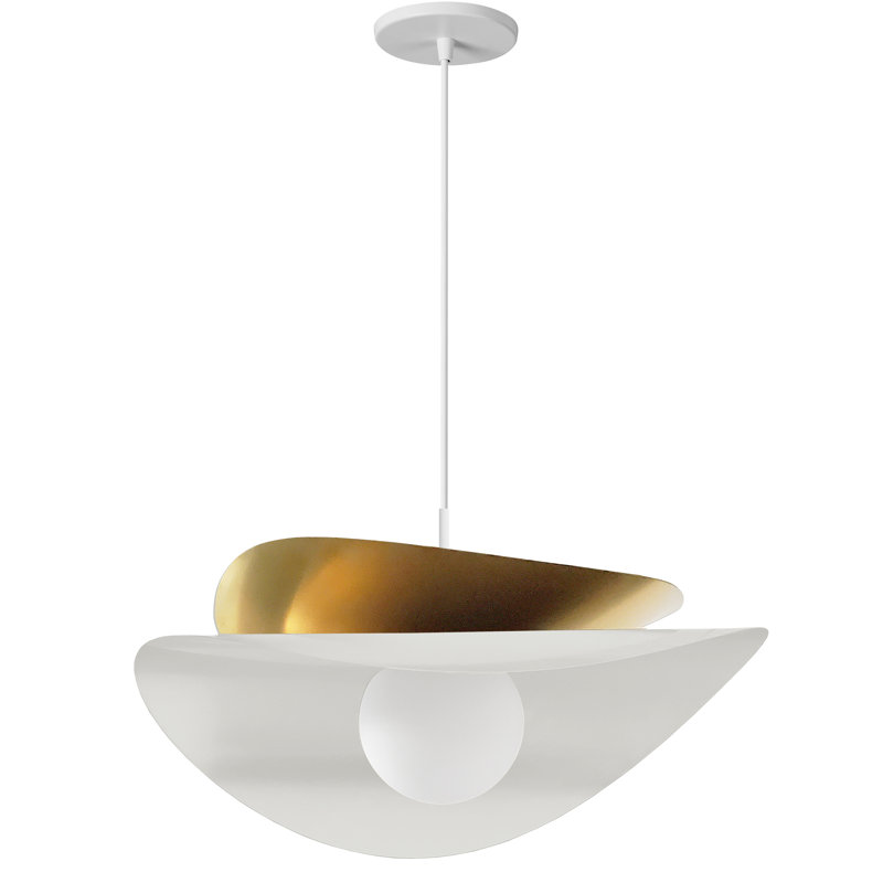 Paven 2015LEDP LED Pendant, Matte Black/Aged Brass, Matte White