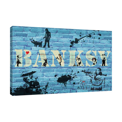 Banksy Street Mural by Banksy - Wrapped Canvas Print