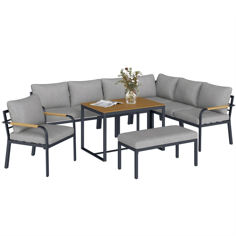 Rattan Sofa Set, Light Grey