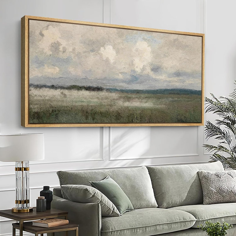 Art moderne moderne sous un ciel nuageux, H 30 po x l 60 po, Naturel