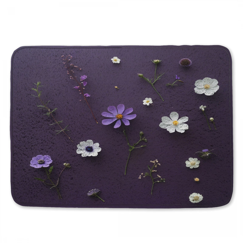 Tapis de bain fleurs mauves, 34in W x 21in L