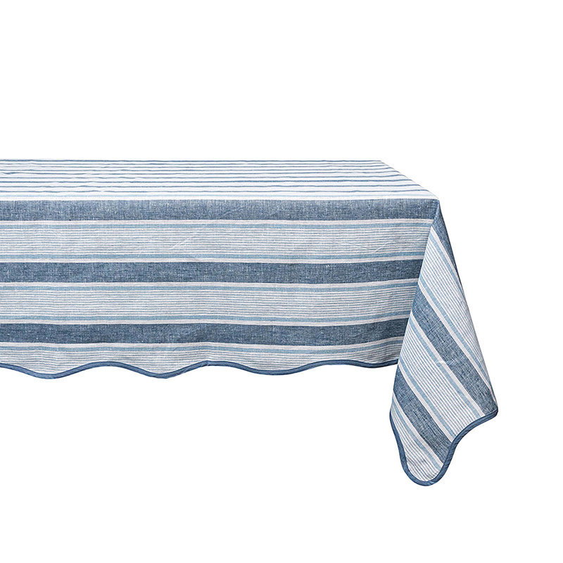 Cabana Stripe 60" x 120" Tablecloth, Ocean