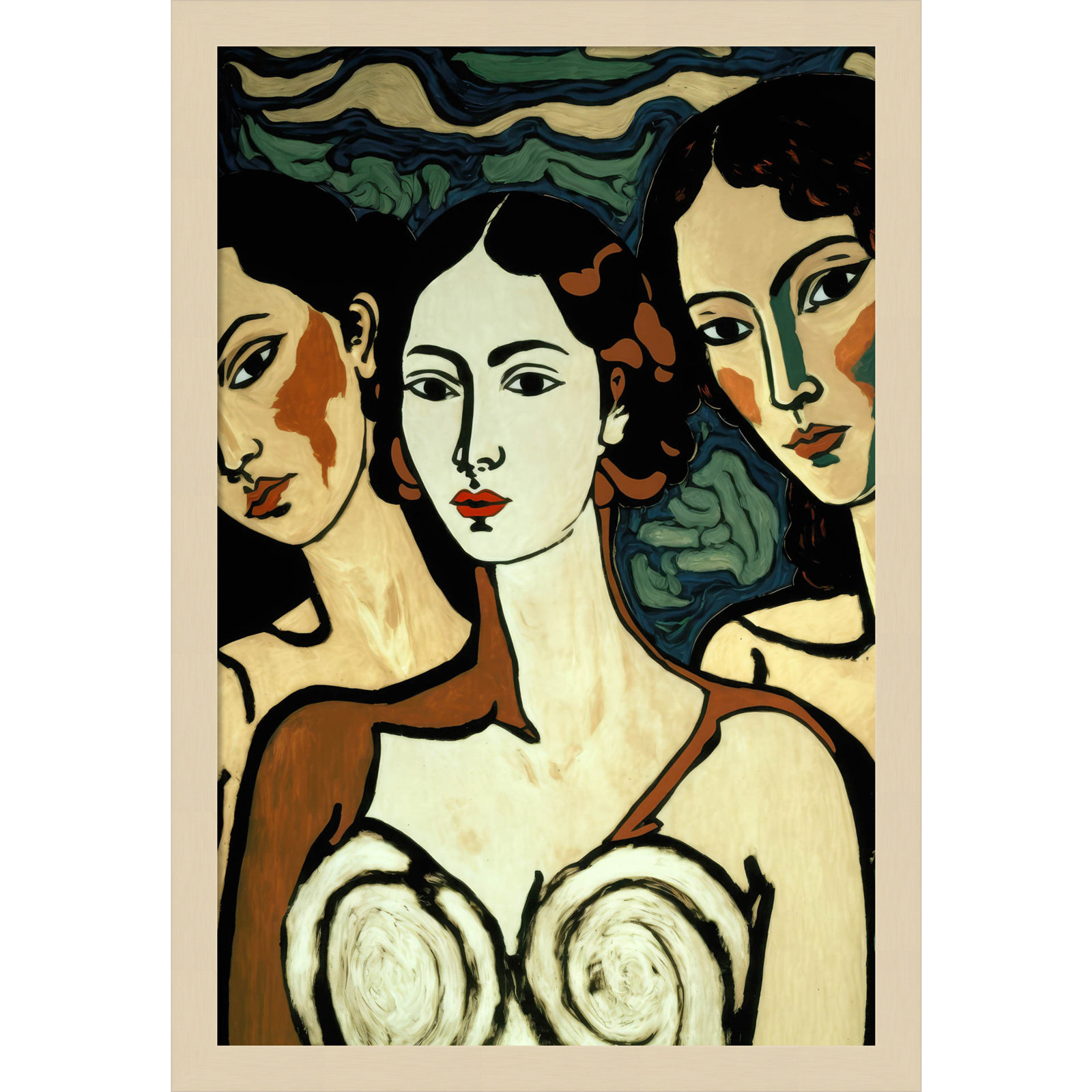 The Soul Sisters by Treechild  Wood Framed Wall Art Print, Brown, 21" H x 15" W