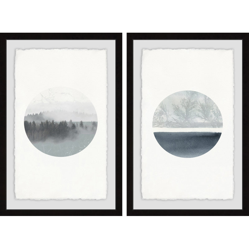 « luna abajo diptych », ensemble de 2 reproductions de peintures à l’aquarelle encadrées, H 24 po x l 16 po x L 1,5 po
