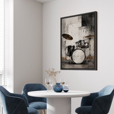 Classic Drum Set Music Studio Artwork Wall Art Decor Framed On Canvas Print