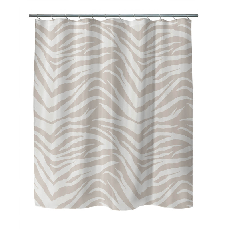 Tartan Block Ultra-Thin Lightweight Shower Curtain, Taupe Animal Print 1