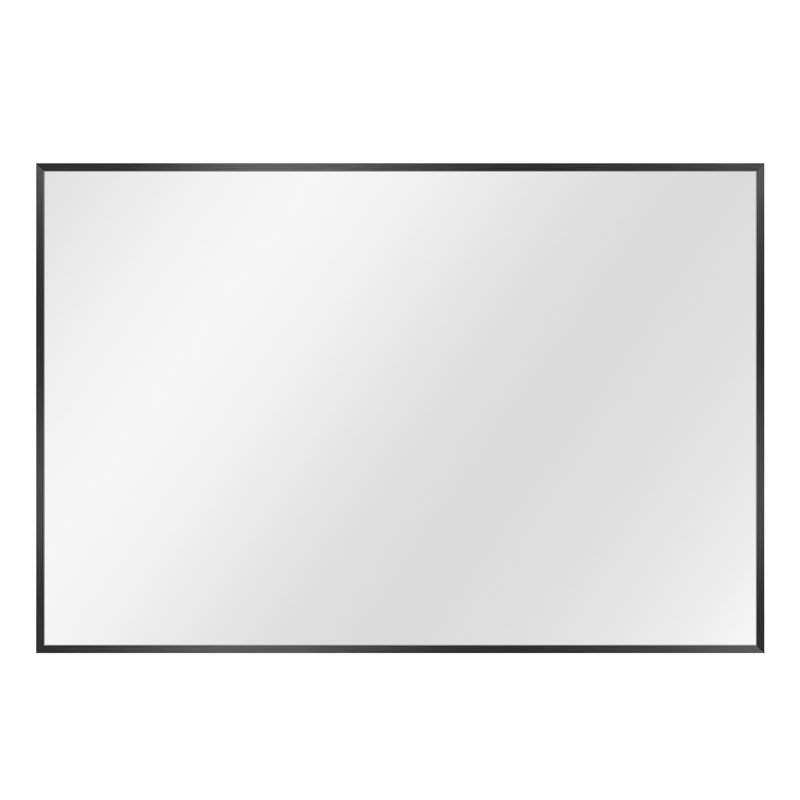 Metal Flat Wall Mirror, Black