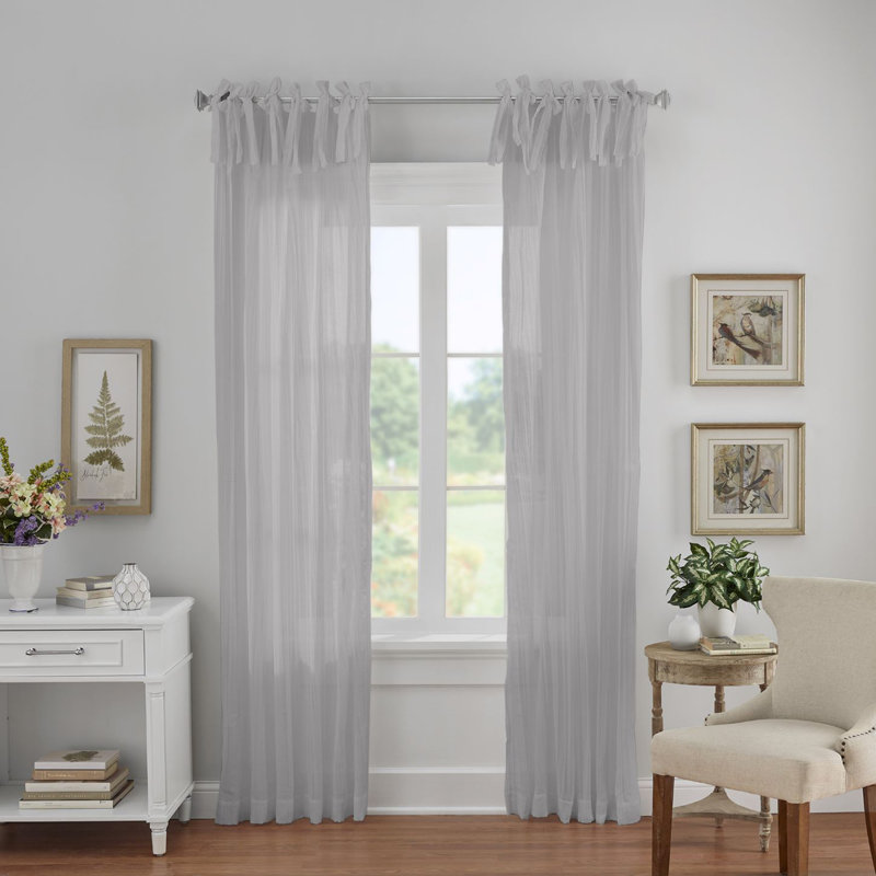 Mercuri Semi Sheer Single Curtain Panel, Gray, 52"W x 84"L