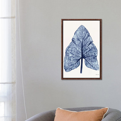 Indigo Leaf 1 Piece Wall Art on Canvas