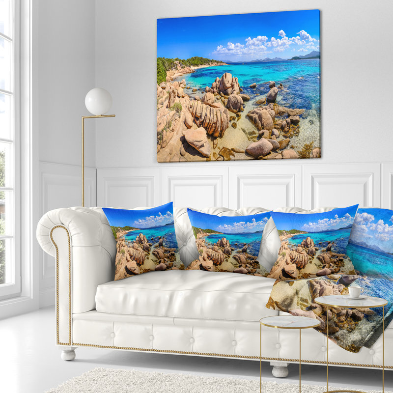 Coastline Panorama - Coussin imprimé plages, 16 po x 1 po, Coussin décoratif