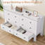 Commode blanche à 6 tiroirs - Rangement large, vestibule ou chambre à coucher-2000122580