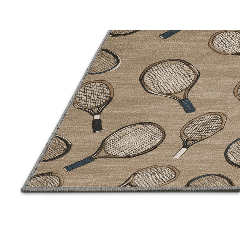 Tapis lavable avec raquettes de tennis, Carré 7 pi