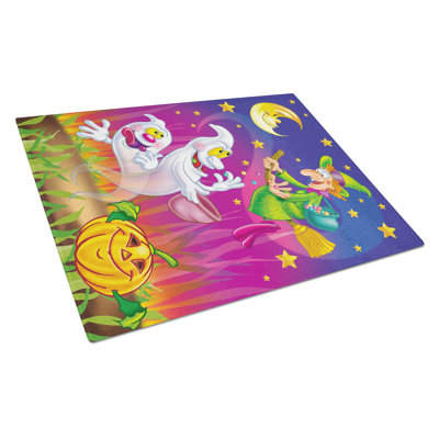 Caroline's Treasures Witch and Ghosts Halloween Glass Cutting Board
