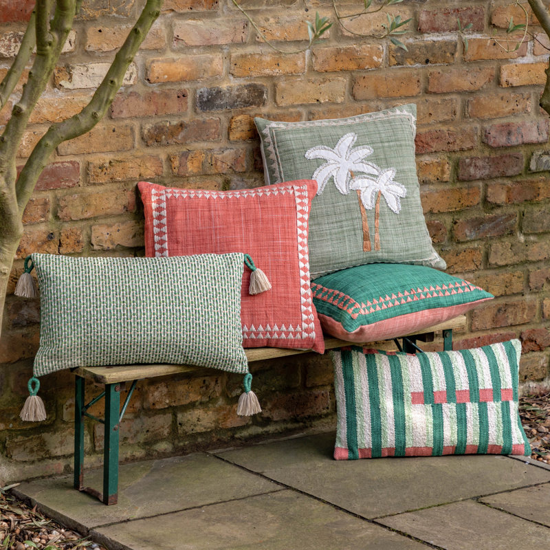 Kayla Embroidered Throw Cushion, Green