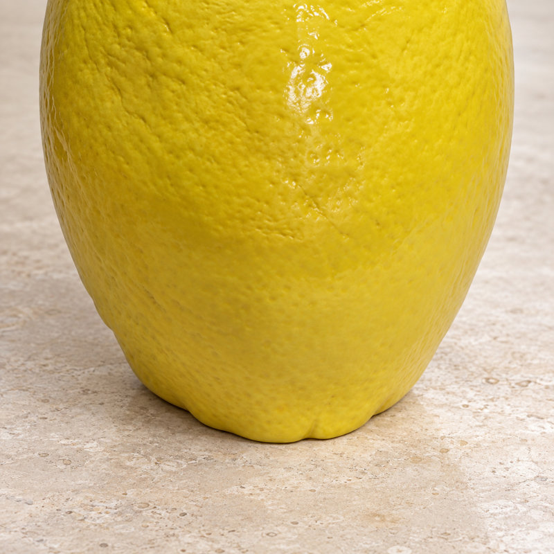 Lemon Resin Accent Stool, 12.6 x 14.17 Inches, Yellow, Green