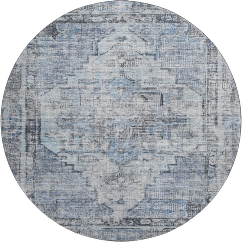 Premium Machine Washable Lubbers AMF1729 Global Rug, Round 8'