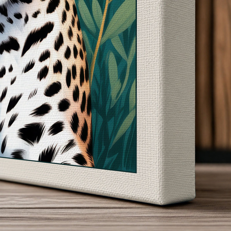 Leopard Portrait Modern - Wrapped Canvas, 30x20 - 76.2 x 50.8 cm, Cream Border