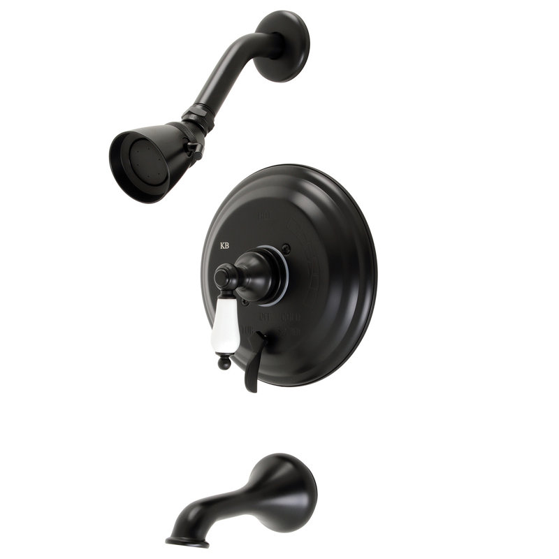 Kingston Brass Restoration Single-Handle Pressure Balanced Tub and Shower Faucet, Matte Black