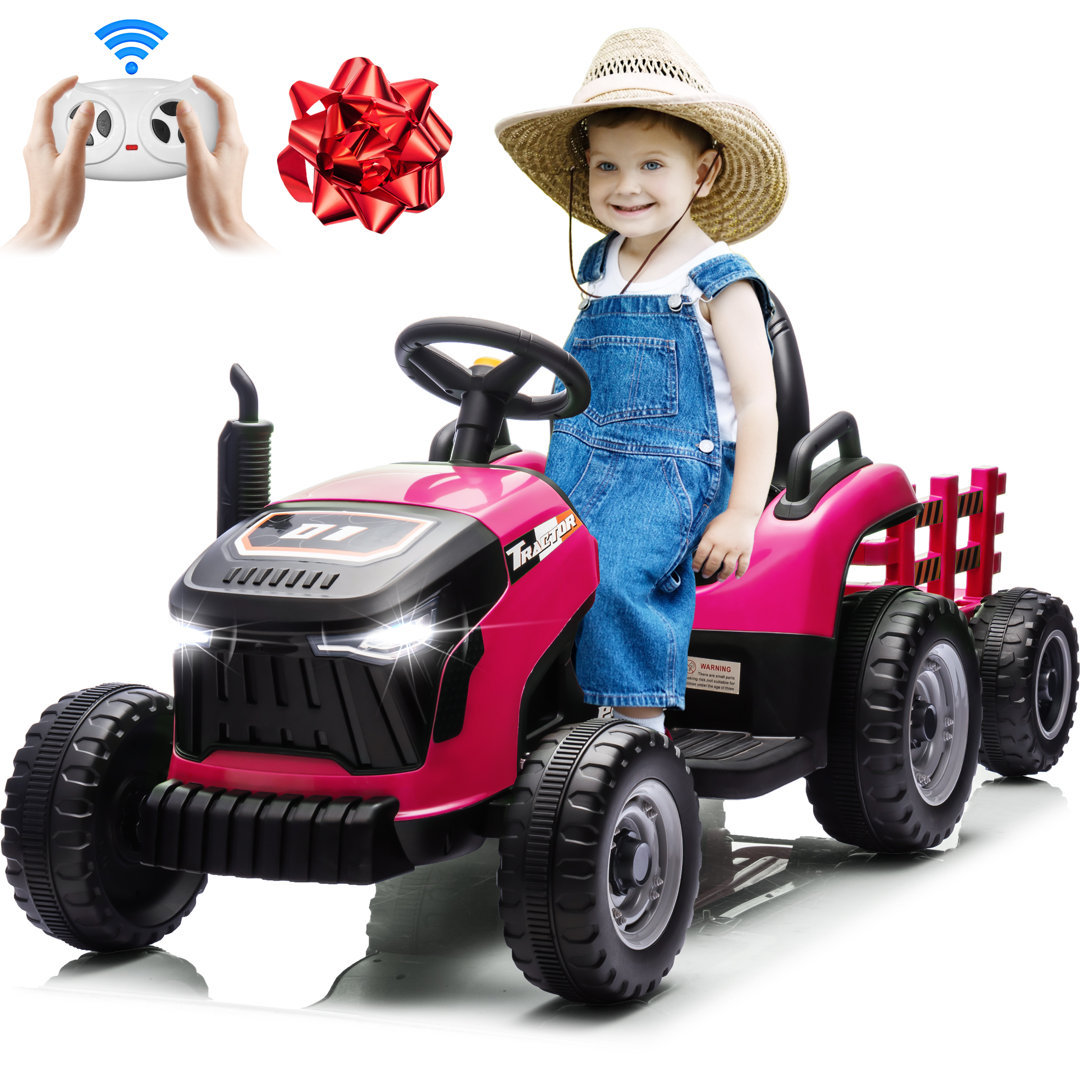 ANRLI 24V Kids Ride-On Tractor with Parent Remote Control, Electric Farm Toy with Detachable Trailer & Bluetooth Music, Adjustable Seat for Ages 2-5 Anrli 