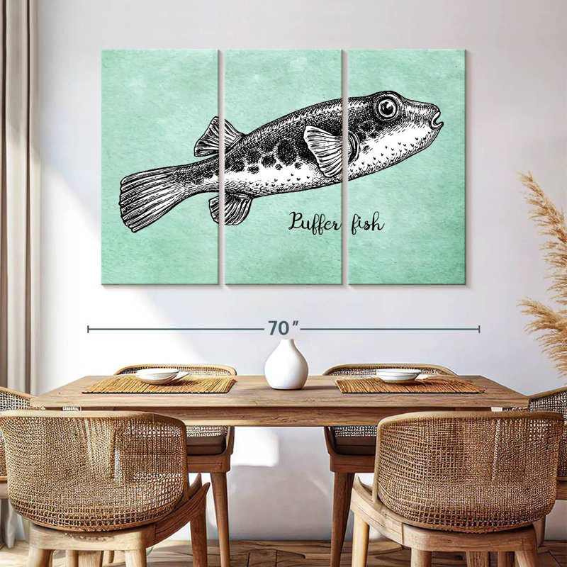 Puffer Fish In Black, 42" H x 65" W