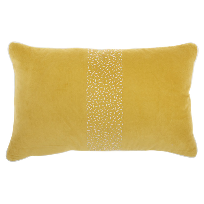 Sequined Cotton Throw Pillow, Yellow