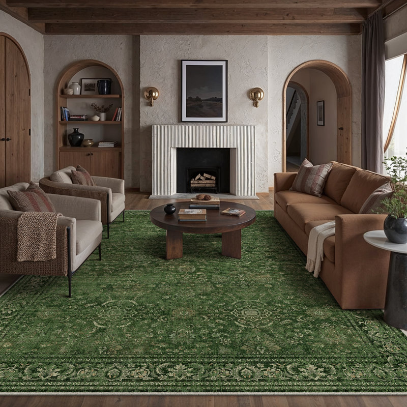 Elegant Vintage Floral Area Rug for Living Room, Rectangle 5' x 7'6"