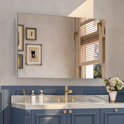Recessed & Surface Mount Medicine Cabinet With Mirror,Adjustable Shelves And Soft-Close Hinges
