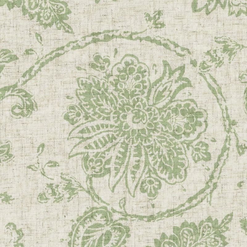 Habillage de rideau en lin avec cantonnière, 50"*18", Vert clair sur fond beige