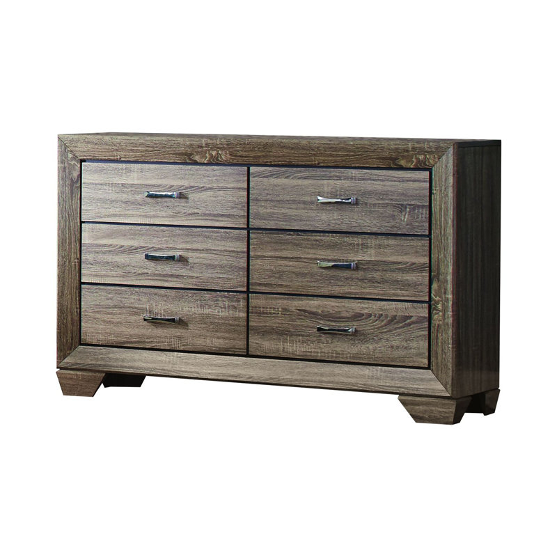 Commode double 6 tiroirs avec miroir, Taupe délavé