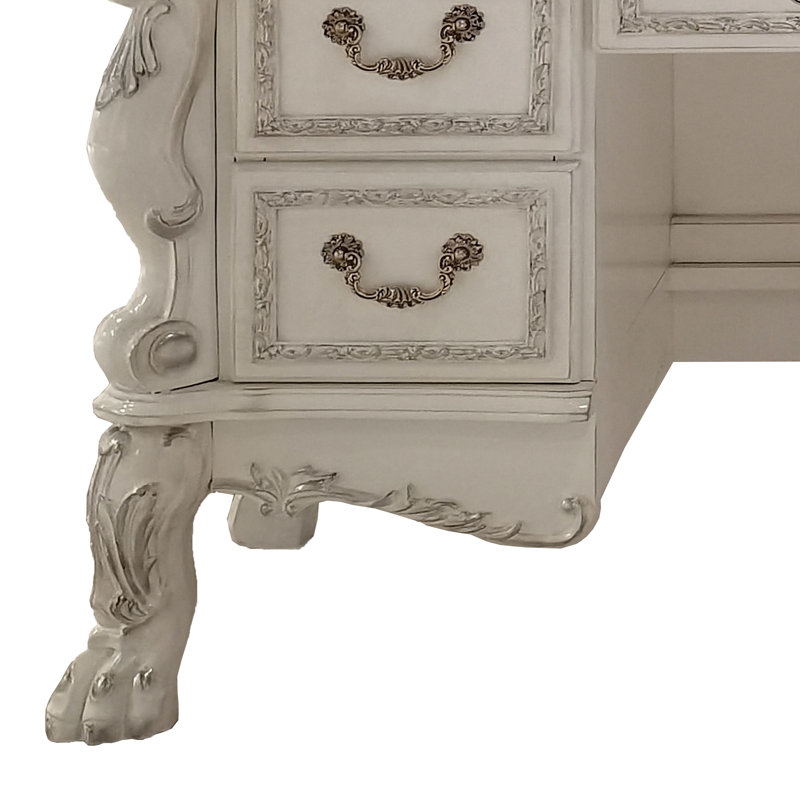 Bureau de meuble-lavabo à 5 tiroirs de 62,6 po Valencia, Blanc os