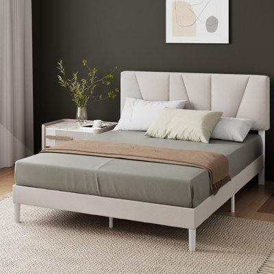 Beda Upholstered Bed Frame with Padded Tufted Headboard