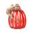 6"H Fall Red Glass Pumpkin With Glitter