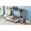 Lit escamotable double pleine grandeur avec placard et tiroirs, gris-266158299