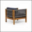 Fauteuil club d'extérieur LAUREL avec rotin fabriqué à la main et bois d'acacia durable pour une assise élégante et confortable