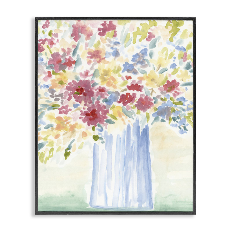  «Soft Blossoms Bouquet», art de la giclée encadrée par June Erica Vess, H 14 po x l 11 po, Giclée encadrée noir minuit