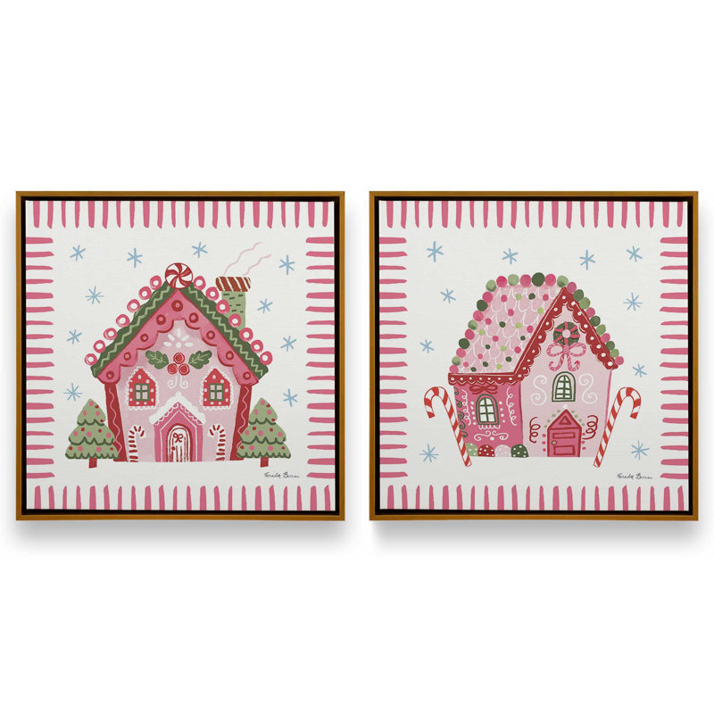Ensemble de 2 impressions sur toile Ribboned Holiday, Or poli, Impression encadrée sans passe-partout, H 33 po x l 66 po