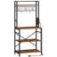 Baker's Rack with Power Outlet, Kitchen Storage Microwave Stand Coffee Station with 11 S-Shaped Hooks, 60 x 40 x 166.5 cm, Rustic Brown, Multi-purpose Storage Shelf for Kitchen, Dining Room & Study