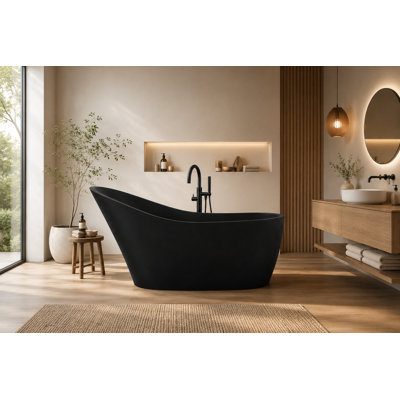 Baignoire profonde autoportante en béton 67,3 po. X 29,7 po.