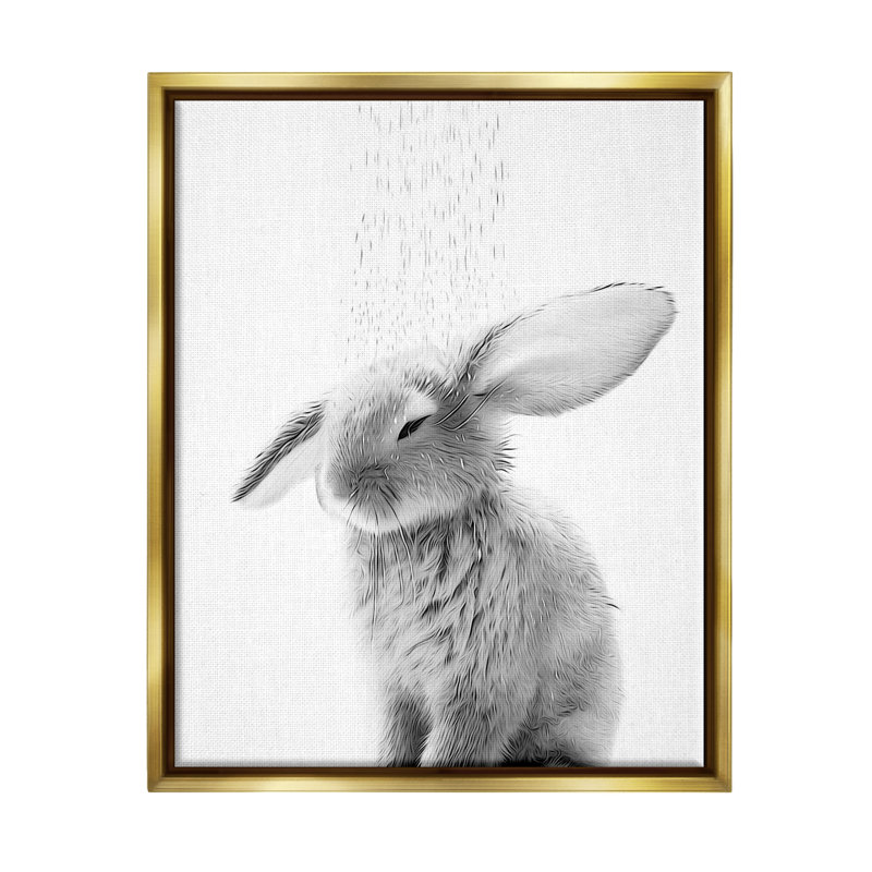 Éclaboussure de salle de bain Bunny, Cadre flottant doré, H 31 po x l 25 po x P 1,7 po