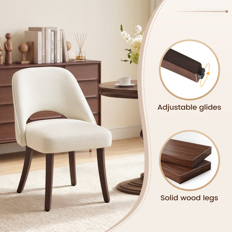 49cm H Fabric Upholstered Side Chair in Light Brown, Beige
