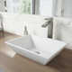 White Stone Rectangular Vessel Bathroom Sink